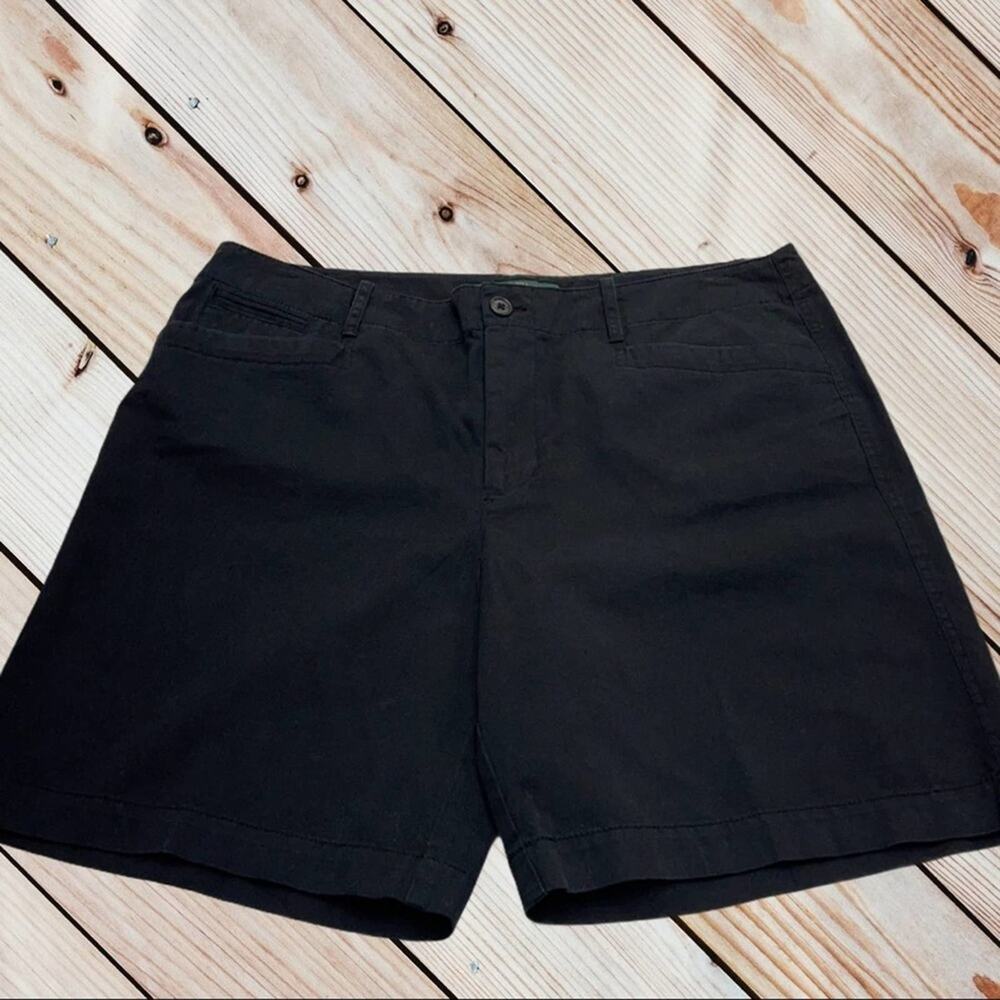 LAUREN Womens 14 High Waist Black Cotton Shorts